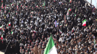 نمایش اقتدار بزرگ‌ترین اجتماع بسیجیان در همدان