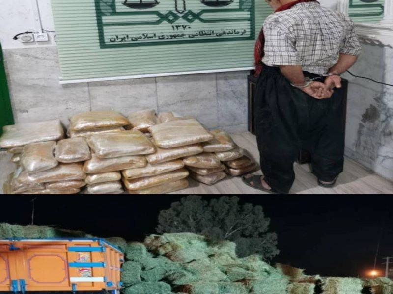 جاسازی ۱۶۲ کیلوگرم موادمخدر زیر بار یونجه در نی ریز