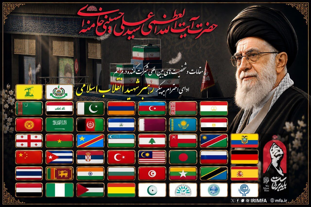 کشورهای شرکت کننده در مراسم ادای احترام به پیکر رهبر شهید کشورهای شرکت کننده در مراسم ادای احترام به پیکر رهبر شهید