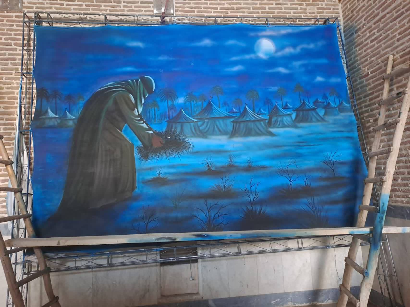 رونمایی از تابلوی نقاشی طلوع صبح عاشورا در سبزوار رونمایی از تابلوی نقاشی طلوع صبح عاشورا در سبزوار