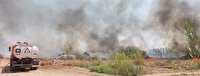 مهار آتش در نهالستان ۷۵۰ هکتاری نوین‌چوب در جاده خرمشهر استان خوزستان