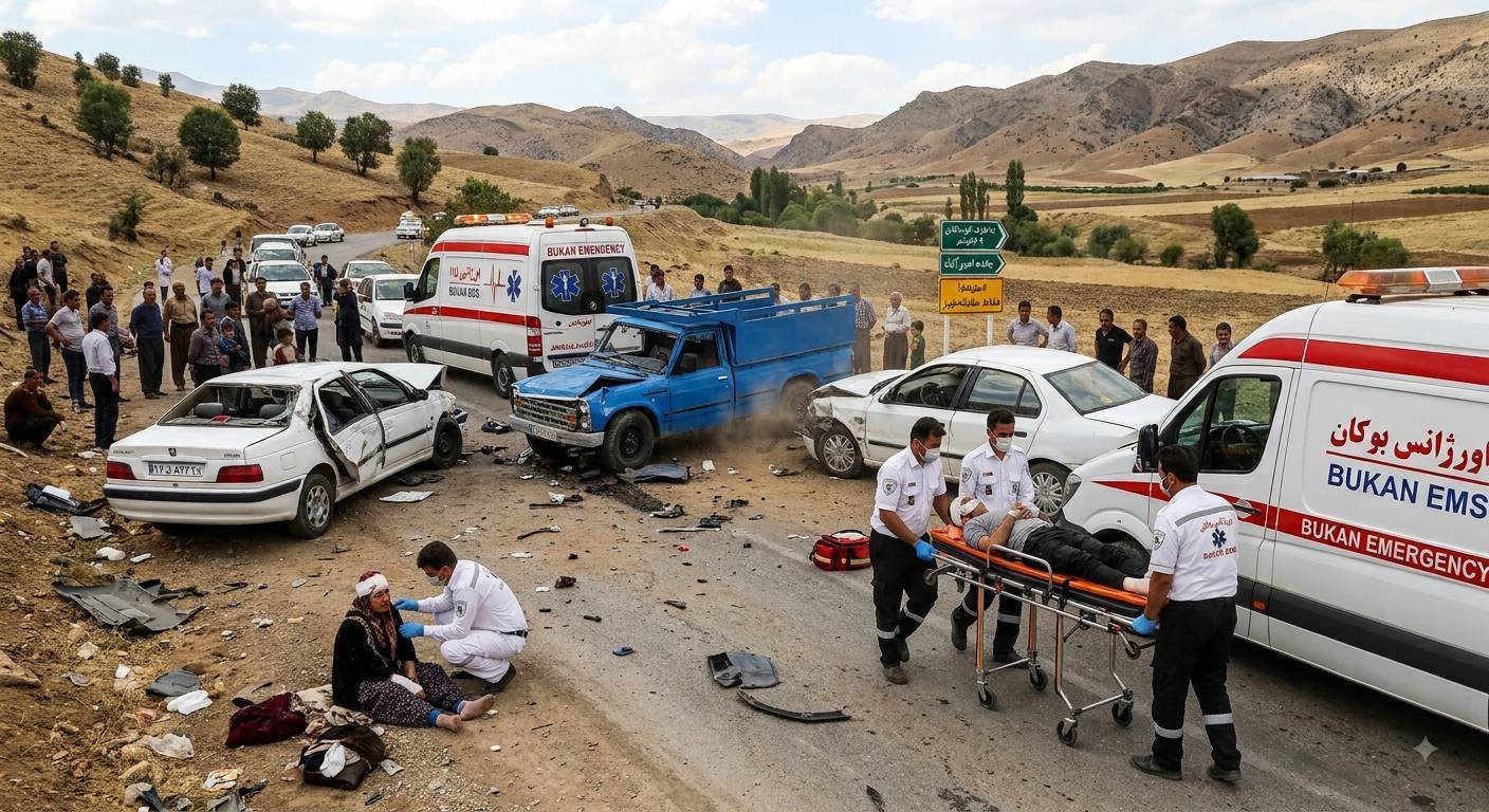 مصدومیت ۱۳ تن در چهار تصادف در محور روستایی بوکان